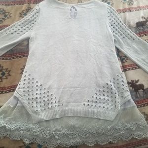 Simply Couture Light gray Sweater with Lace Sz L